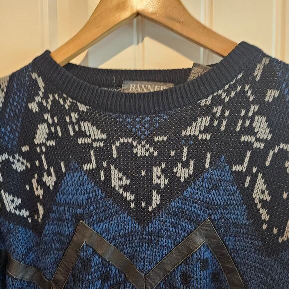Vintage Cosby Sweater Mens Large Black 90s Geometric Academia Retro Grandpa - Picture 3 of 9